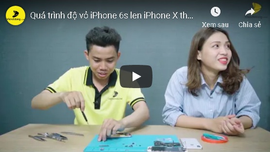 Clip độ vỏ iPhone 6S lên iPhone X tại Viện Di Động