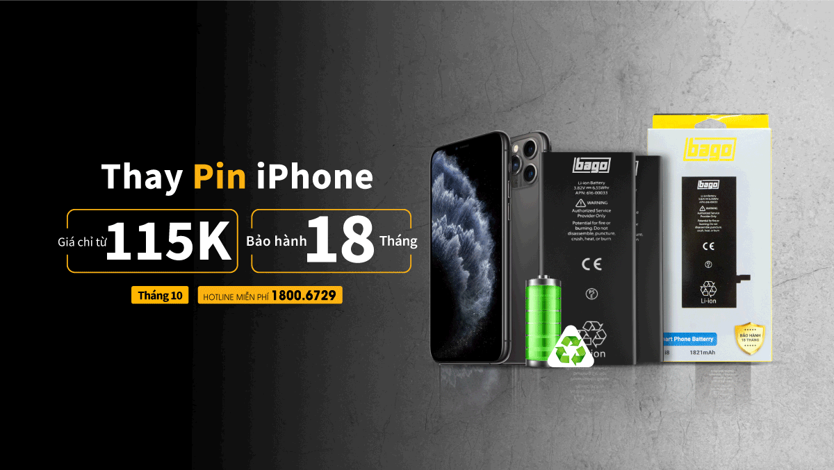 Thu pin iPhone cũ đổi pin Bago mới chính hãng, tiết kiệm ngay 50% giá trị tại Viện Di Động